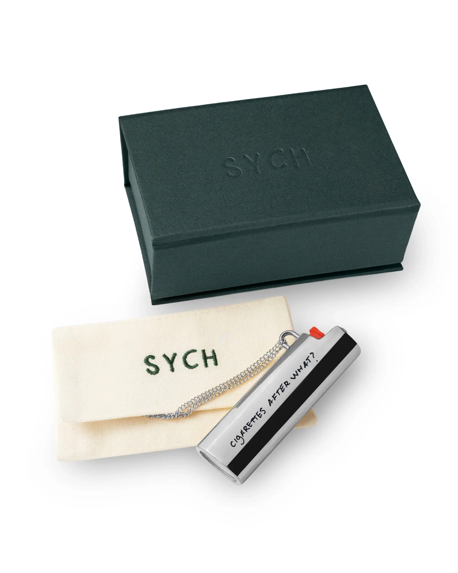 Silver lighter case necklace styled photo