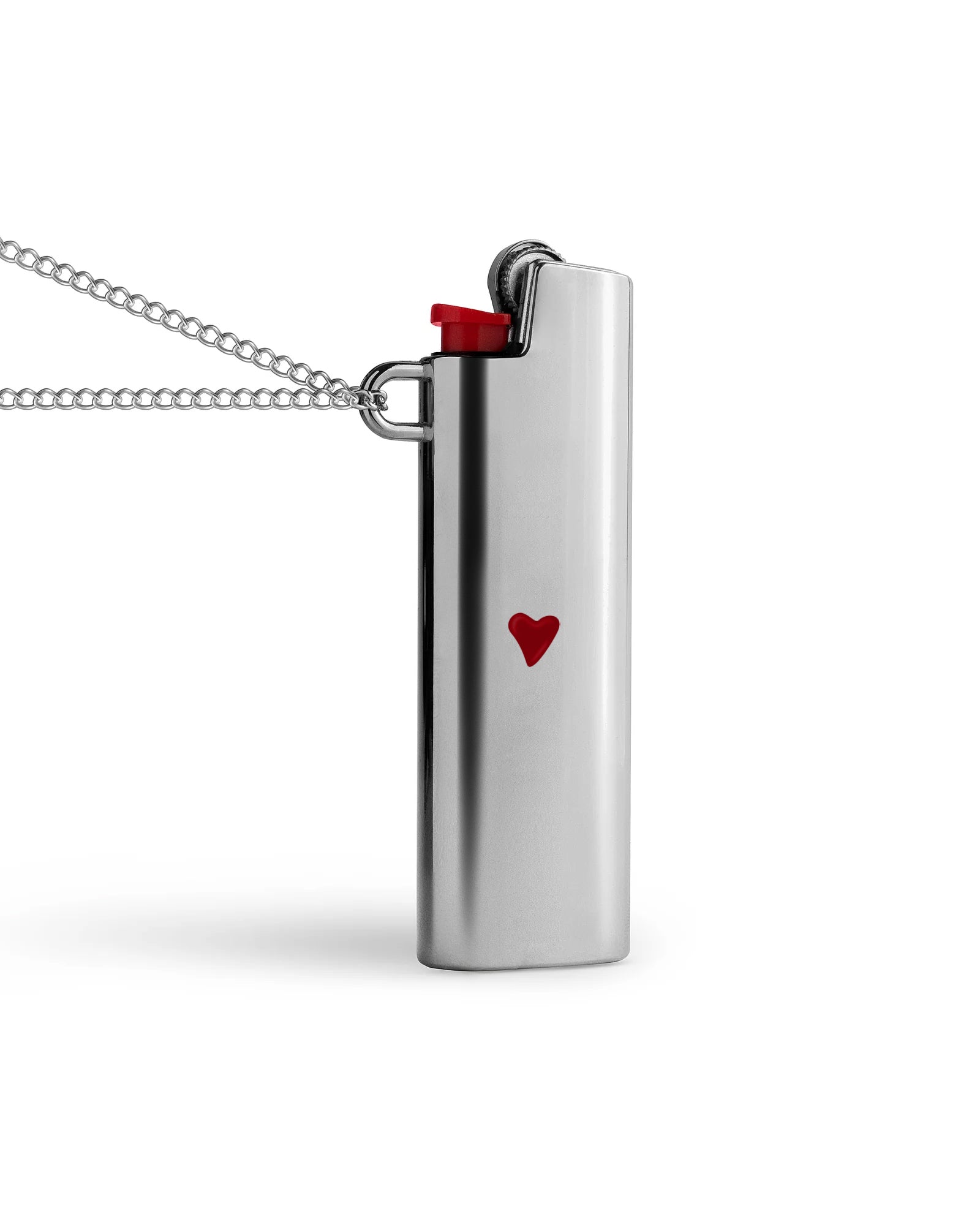 Silver lighter case necklace chain detail