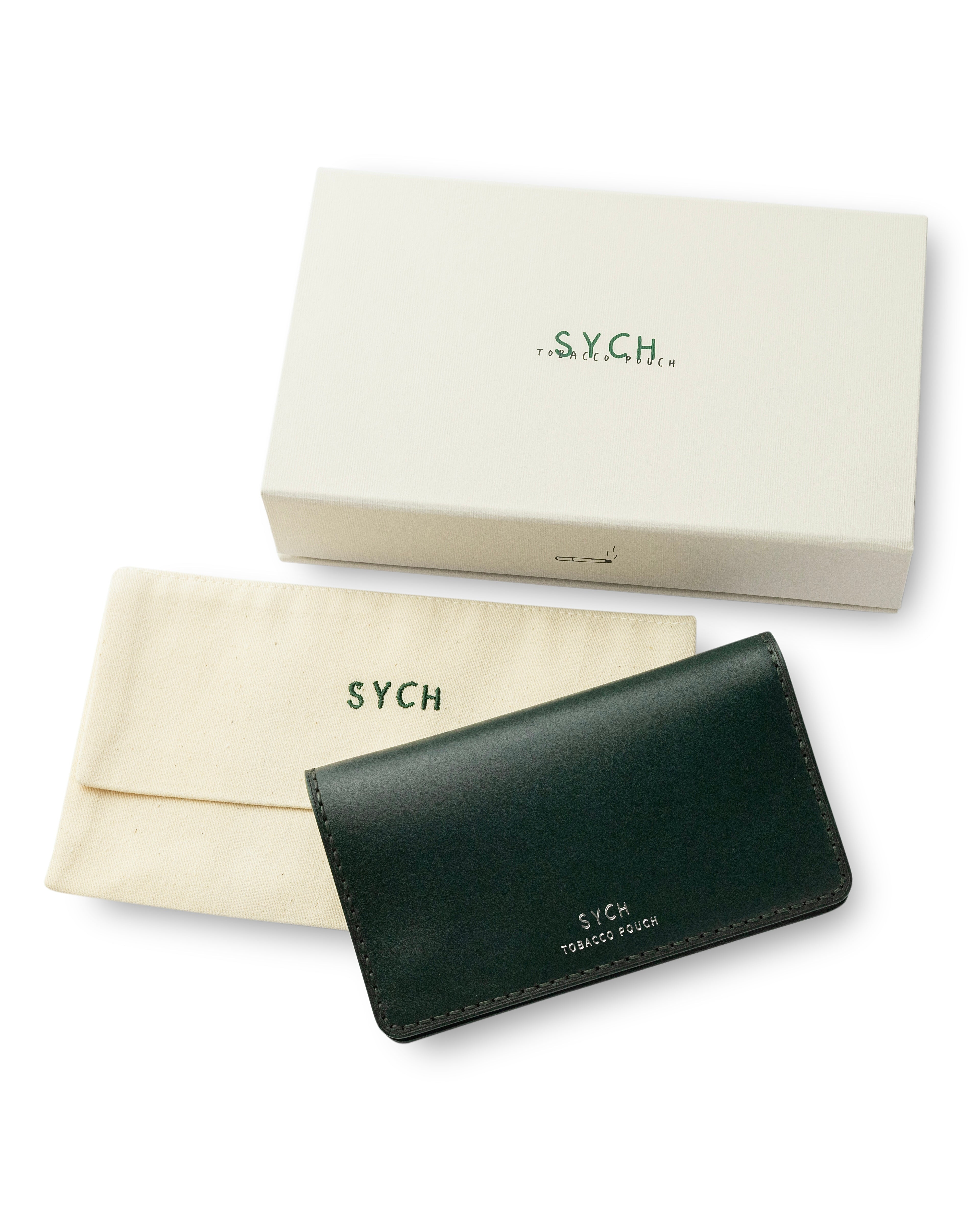 sych Handmade Italian leather tobacco pouch green - keeps tobacco fresh