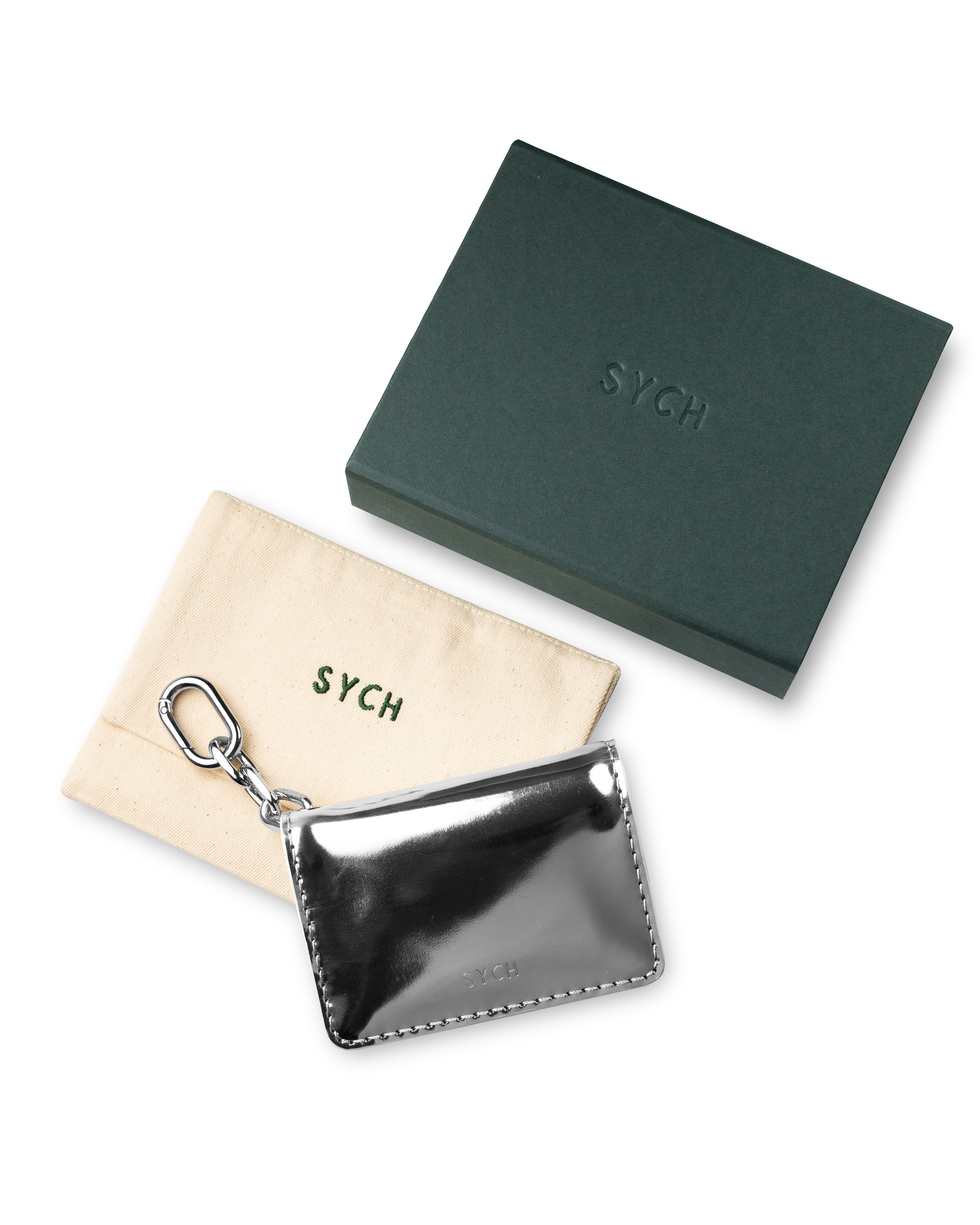 Sych Compact silver leather tobacco organizer - size 11x8cm closed