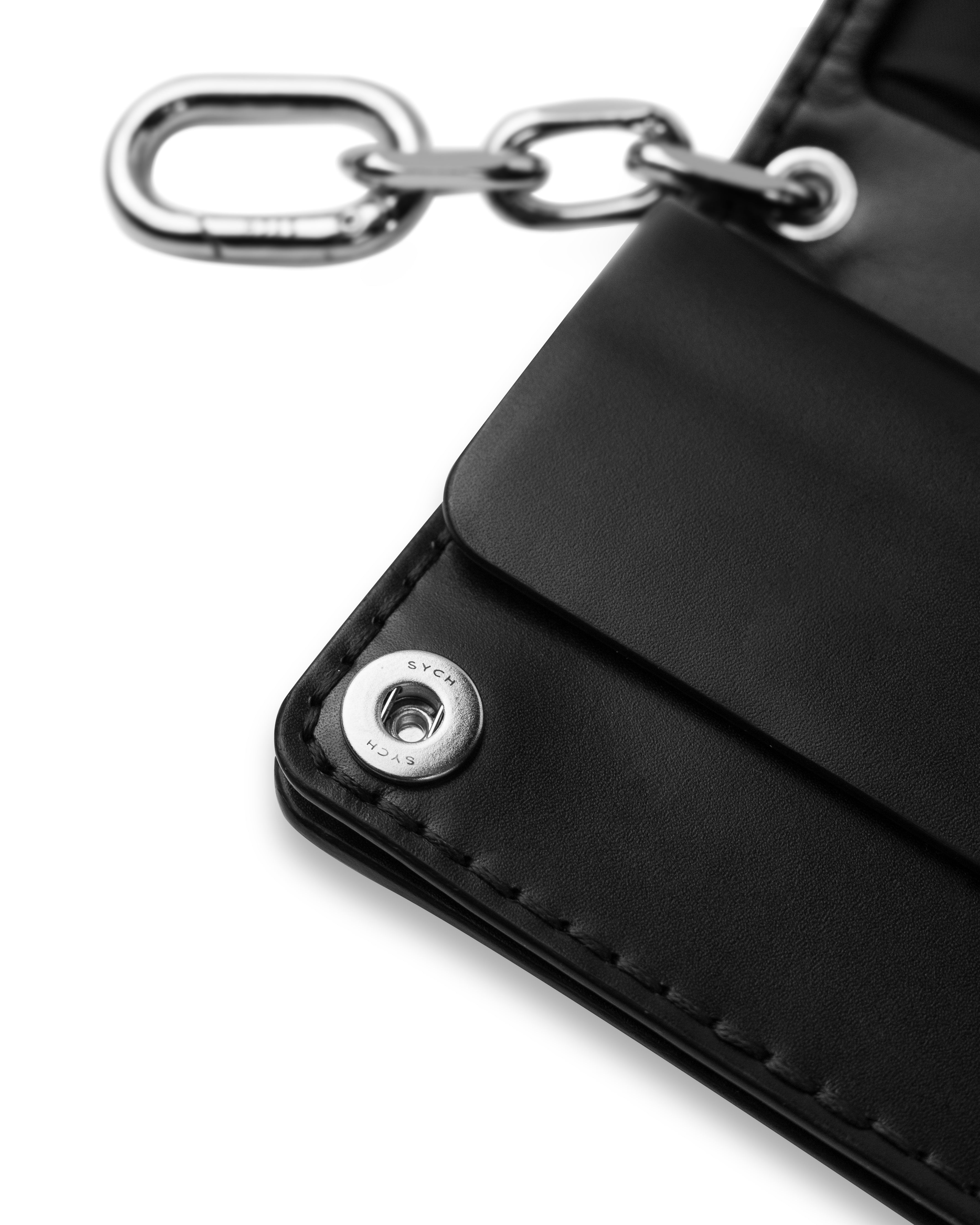 Handmade leather tobacco pouch mini black - detail view