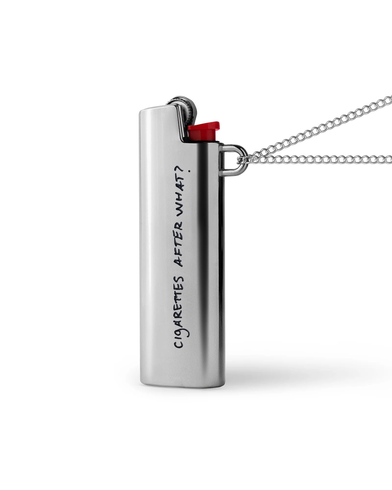Silver neck lighter case necklace, Cigarettes After What Valentine's drop