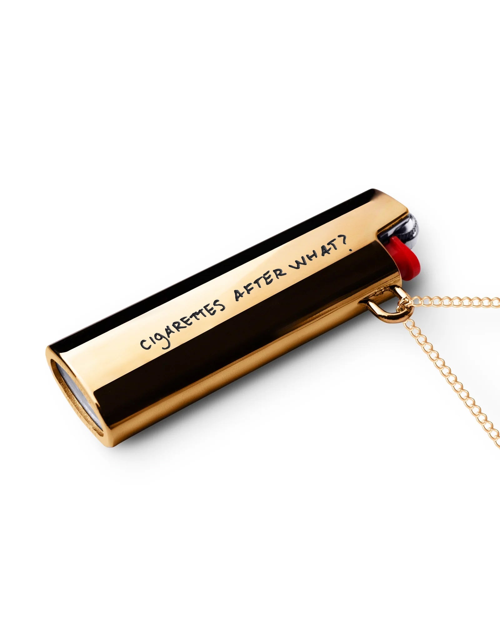 Gold lighter case necklace chain detail