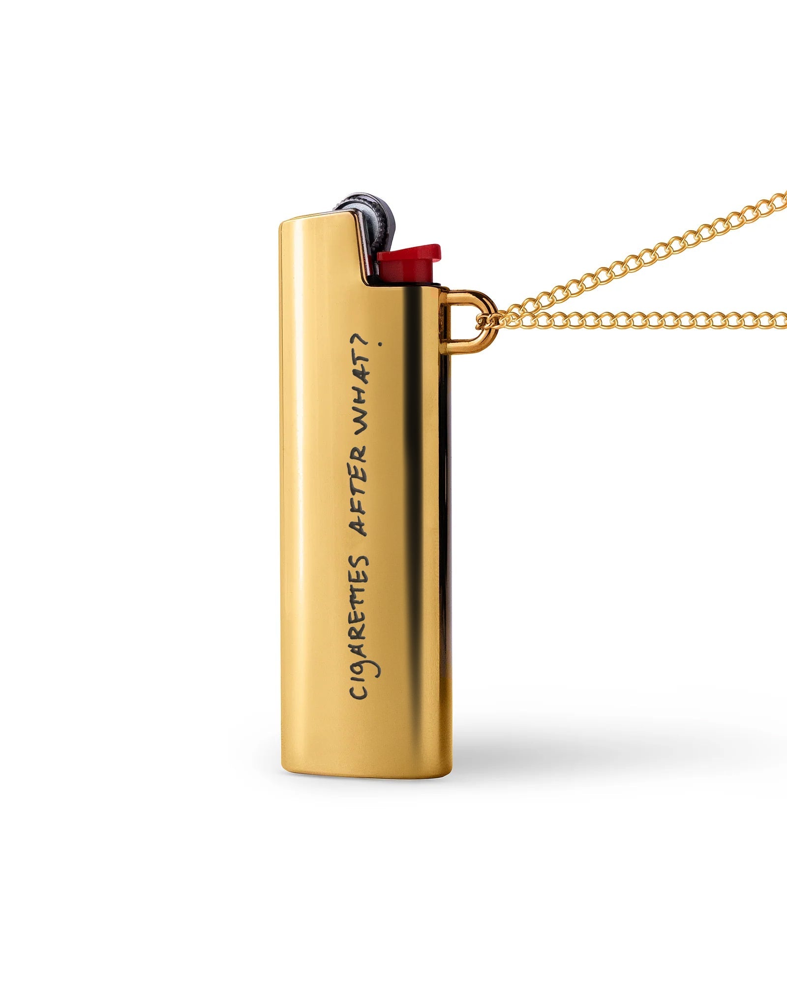Gold neck lighter case necklace, Cigarettes After What Valentine's drop